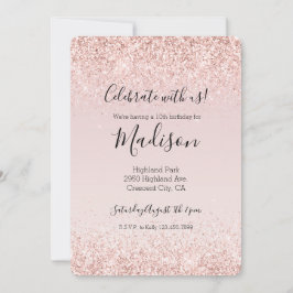 Convite Girly Glam Blush Rosa Brilhante