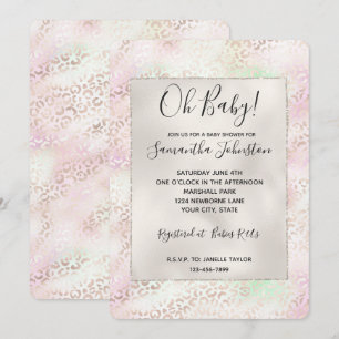 Convite Girly Glam Dourado Rosa Mint Ombre Leoaprd Impress