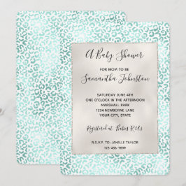 Convite Girly Glam Mint Leopard Print