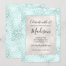 Convite Girly Glam Mint Leopard Print