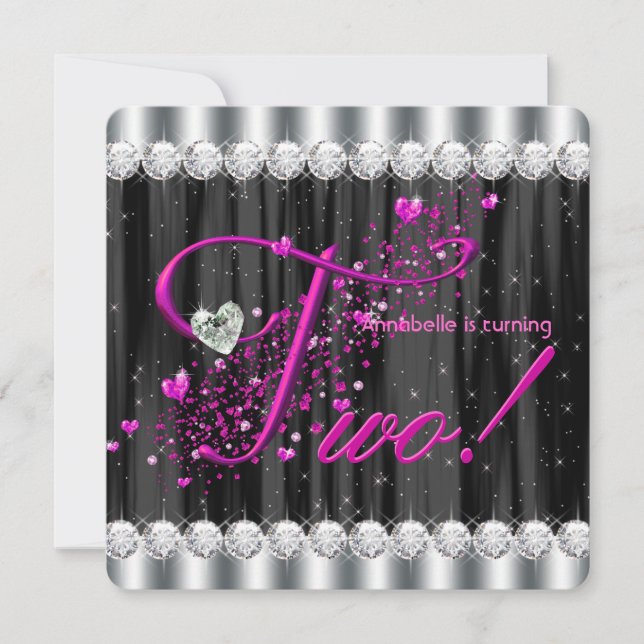 Convite Girly Glam Segunda Festa de aniversário (Frente)