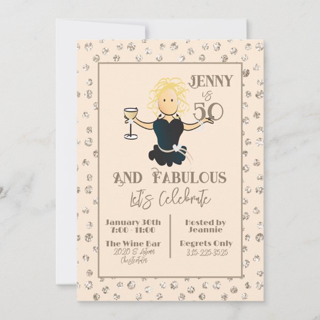 Convite Girly Glitter Sparkle Engraçado por seu aniversári (Frente)