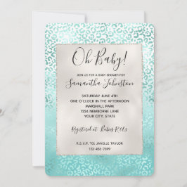 Convite Girly Mint White Glam Ombre Leopard