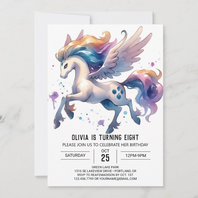 Convite Girly Online Horse Birthday (Frente)