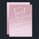 Convite Girly Pink Faux Sparkly Glitter Ombre Sweet 16<br><div class="desc">Este convite de aniversário elegante, giro, e gentil e sexy é perfeito para a adolescente da moda e na moda. Ele retrata um cintilante brilhante cor-de-rosa rosa cor-de-rosa falsa e um gradiente ombre cor-de-rosa pincelado com uma configuração personalizada de tipografia cursiva de scripts. É um toque glamouroso, feminino, simples e...</div>