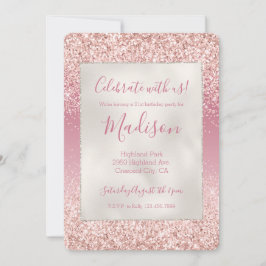 Convite Girly Pink Ombre Glitter