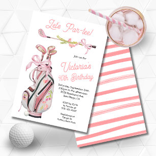 Convite Girly Preppy Golf Festa de aniversário