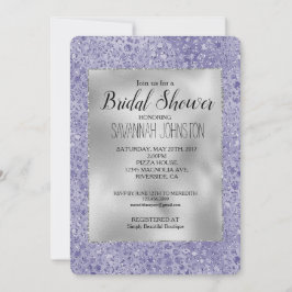 Convite Girly Purple Glitter Glitz Leopard