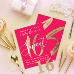 Convite Girly Simple Gold Foil Neon Pink Sweet 16<br><div class="desc">Este filme de ouro, giro, moderno e chic imprimiu folha de ouro Sweet 16 num fundo cor-de-rosa neonês, o convite para comemoração da festa de aniversário é perfeito para o jovem adolescente da moda e na moda. Este convite elegante e glamouroso design será o complemento perfeito para o dia perfeito...</div>