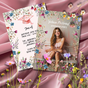 Convite Girly Wildflower Pastel Festa de formatura
