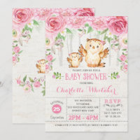 Girly Woodland Owl Floral Chá de fraldas Rosa Invi