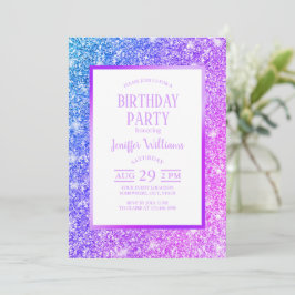 Convite Giry Purple e Pink Glitter Monographic Name