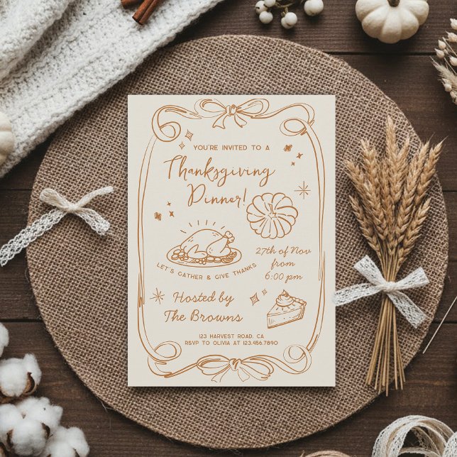 Convite Give Thanks Thanksgiving Dinner Rustic Invitation (Criador carregado)