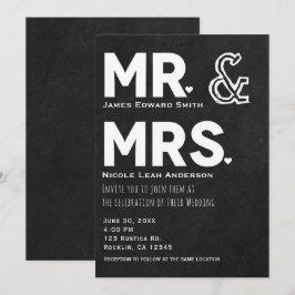 Convite Giz de Lousa Sr. & Sra. Casamento Noivado