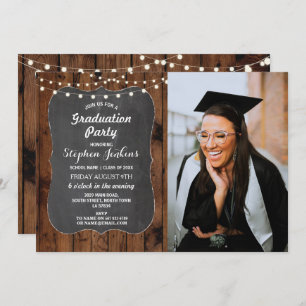 Convite Giz rústico da madeira das luzes da festa de