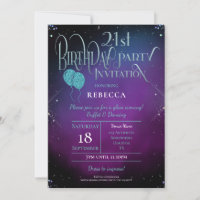 Glam aniversário de 21 anos Decorative Script Purp