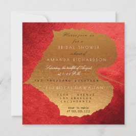 Convite Glam Autumn Fall Red Ouro Deixa Chá de panela