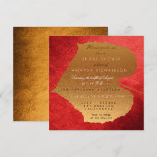 Convite Glam Autumn Fall Red Ouro Deixa Chá de panela