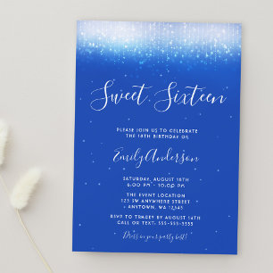 Convite Glam Azul Real Sweet 16