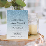 Convite Glam Bat Mitzvah, Glitter Azul Claro<br><div class="desc">Este belo convite apresenta um padrão de brilho e o seu texto personalizado. Use o modelo para adicionar suas informações.</div>
