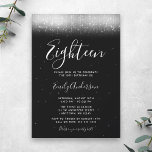 Convite Glam Black and White 18th Birthday<br><div class="desc">Este moderno convite de 18 anos foi feito para impressionar! Trendy faux shimmer white light em um fundo preto com uma fonte moderna de script.</div>