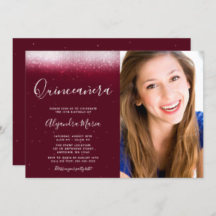 Convite Glam Burgundy Quinceanera Foto