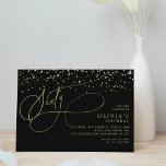 Convite Glam Calliografia Dourada Confetti 60º aniversário<br><div class="desc">A escrita elegante floresce a caligrafia com um espumante confete de brilho de ouro.</div>