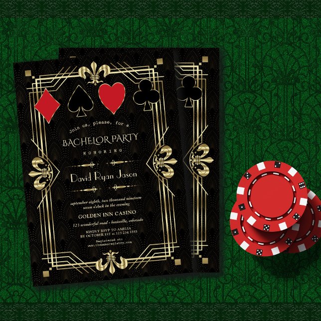 Convite Glam Casino Royale Excelente Gatsby Bachelor Party (Criador carregado)