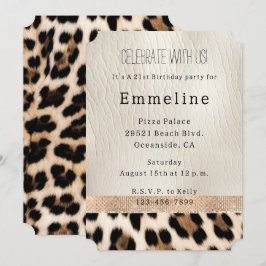 Convite Glam Champagne Cream Leopard