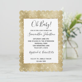 Convite Glam Champagne Dourada Glitzy Sparkle
