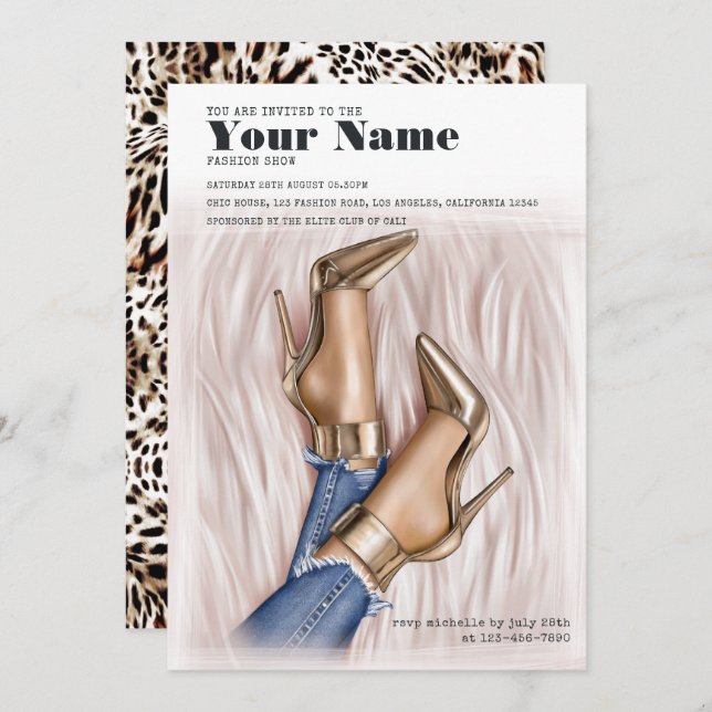 Convite Glam Chic Fashion Show (Frente/Verso)