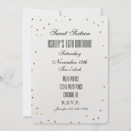 Convite Glam Confetti Dourado Chic Dots Sweet 16