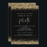 Convite Glam Dourada Glitter Fortieth Party Black<br><div class="desc">Glam Dourado Glitter Fortieth Party Black,  Elegante dourado faux confetti bordas estão no topo e no fundo e também nas costas. O quadragésimo é feito num estilo moderno de escrita manual. Personalize facilmente o resto do texto para você.</div>