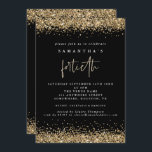 Convite Glam Dourada Glitter Fortieth Party Black<br><div class="desc">Glam Dourado Glitter Fortieth Party Black,  Elegante dourado faux confetti bordas estão no topo e no fundo e também nas costas. O quadragésimo é feito num estilo moderno de escrita manual. Personalize facilmente o resto do texto para você.</div>