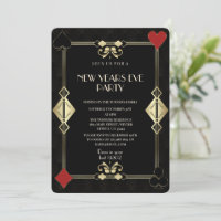 Glam Dourado Art Deco Casino Noite Ano Novo Festa
