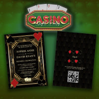 Glam Dourado Art Deco Casino QR Código Poker Casam