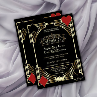 Convite Glam Dourado Black Gatsby Style Roaring 20s Weddin