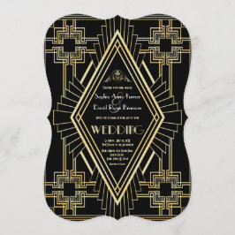 Convite Glam Dourado Excelente Negro Casamento Gatsby