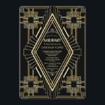 Convite Glam Dourado Excelente Negro Gatsby Bachelor Party<br><div class="desc">Elegante,  design de cartão de vintage com um estilo de deco de arte sofisticado em ouro falso,  um ornamento real de flur-de-lis. Use a ferramenta Personalizar para adicionar suas informações. Para obter itens correspondentes,  visite minha Coleção Gatsby do Excelente Romântico Dourado e Negro.</div>