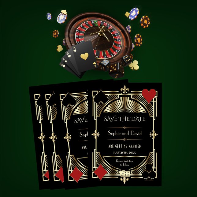 Convite Glam Dourado Gatsby Roaring 20s Wedding (Arranjo 2 (Criador carregado)