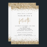 Convite Glam Dourado Glitter Fortieth Party<br><div class="desc">Glam Dourado Glitter Fortieth Convite de festas. As bordas de confete de falso ouro elegantes estão no topo e no fundo e também no verso. O quadragésimo é feito num estilo moderno de escrita manual. Personalize facilmente o resto do texto para você.</div>