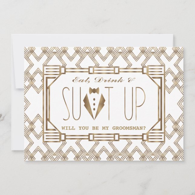 Convite Glam Excelente Gatsby SER MEU PADRINHO DE CASAMENT (Frente)