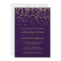 Glam Faux Dourado Confetti e Casamento Roxo Profun