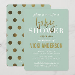 Convite Glam Faux Dourado Modern Baby Shower Invations