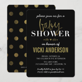 Convite Glam Faux Dourado Modern Baby Shower Invations