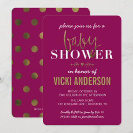 Convite Glam Faux Dourado Modern Baby Shower Invations