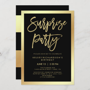 Convite Glam Faux Dourado Typografia e Black Surprise Part