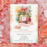 Convite Glam Fourty e Rico Fabuloso Aniversário<br><div class="desc">Um fabuloso perfume de aquarela e design floral fazem com que estes quarenta anos de aniversário convidem diversão e rico para ela!</div>