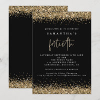 Glam Glitter Dourado Festa de Quadragésimo Preto