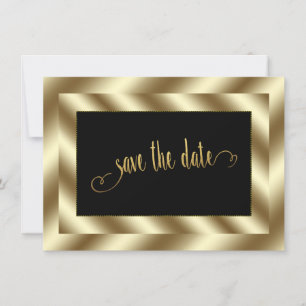 Convite Glam Gold Foil e Black Weding Save The Date (Salva